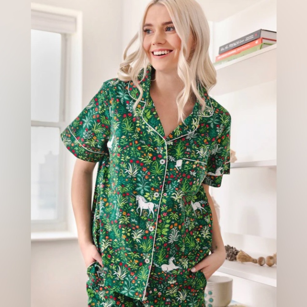 Printfresh Green Botanical Pajama Shirt